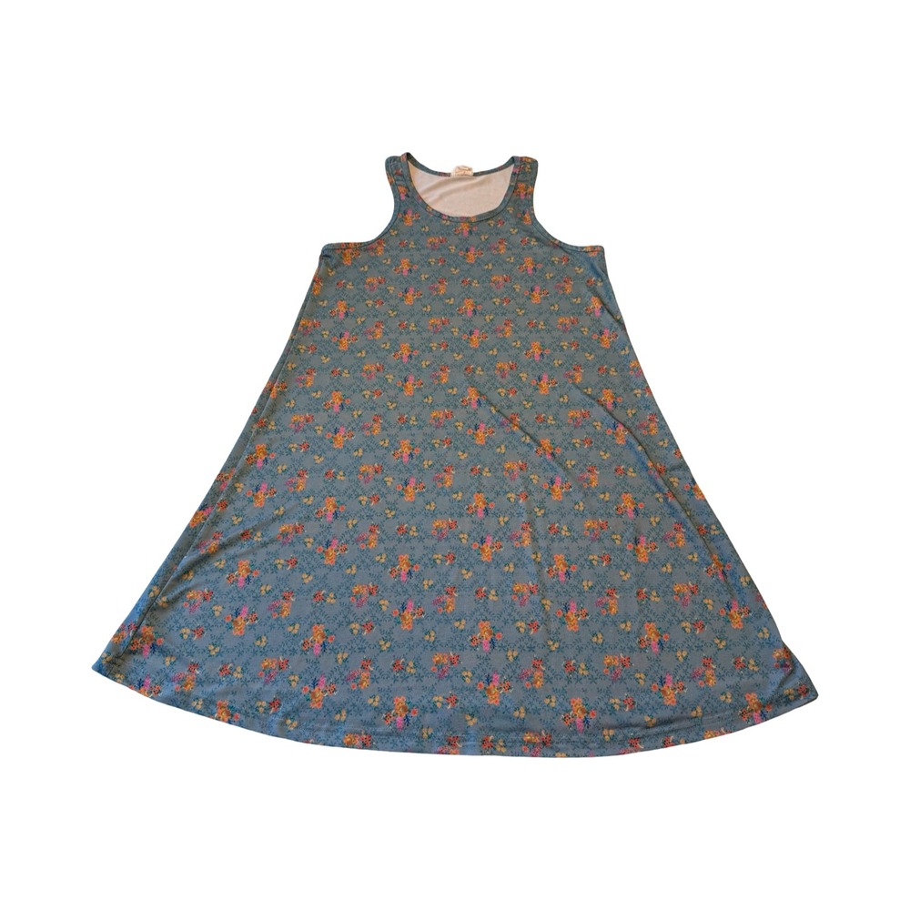 Natural Life Womens Small Blue Floral Sleeveless Swing Trapeze Mini Dress Scoop